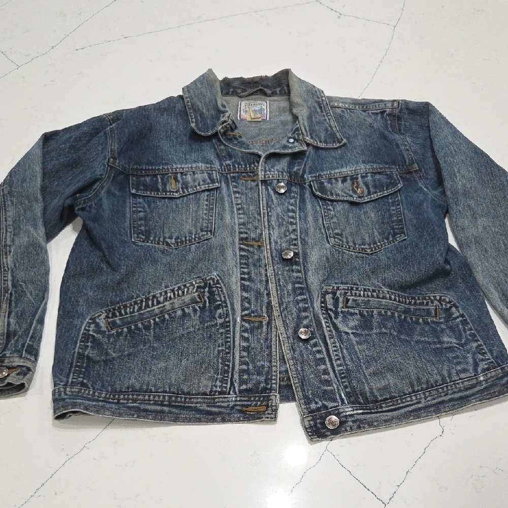 Vintage St. John's Bay Blue Denim Jacket For Womens Sz L 100% Cotton Pre-owned
